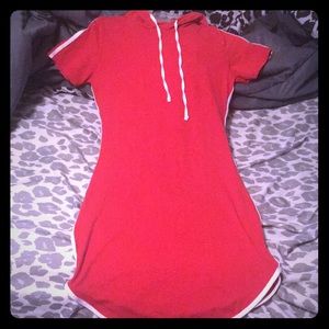 A cute red mini dress with a hoodie💖